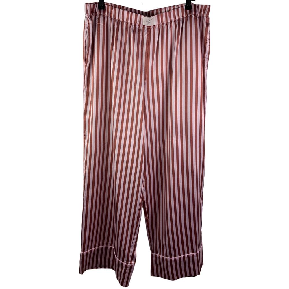 Victoria Secret Pink Lounge Pajamas Pants Satin Striped Wide-Leg XL X-Large
